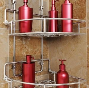 Strong Shower Caddy 2 Tier Bathroom Corner Shelf Organizer Polished Chr…